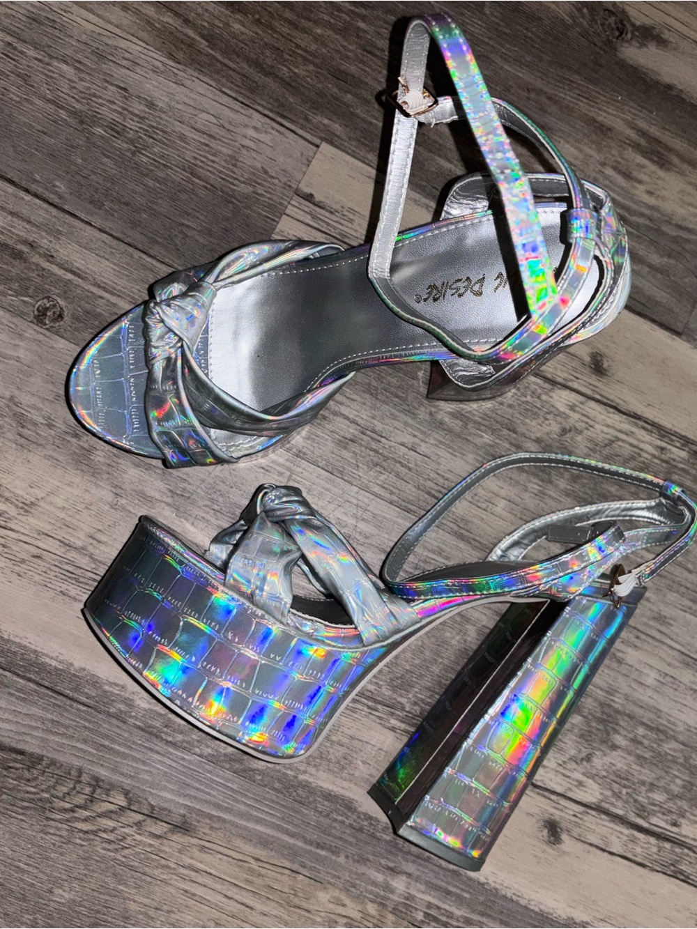 Public Desire Iridescent Platform Sandals